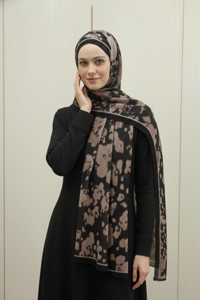 Leila Desen Müslin Şal Siyah